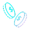 Two coins with a dollar sign
